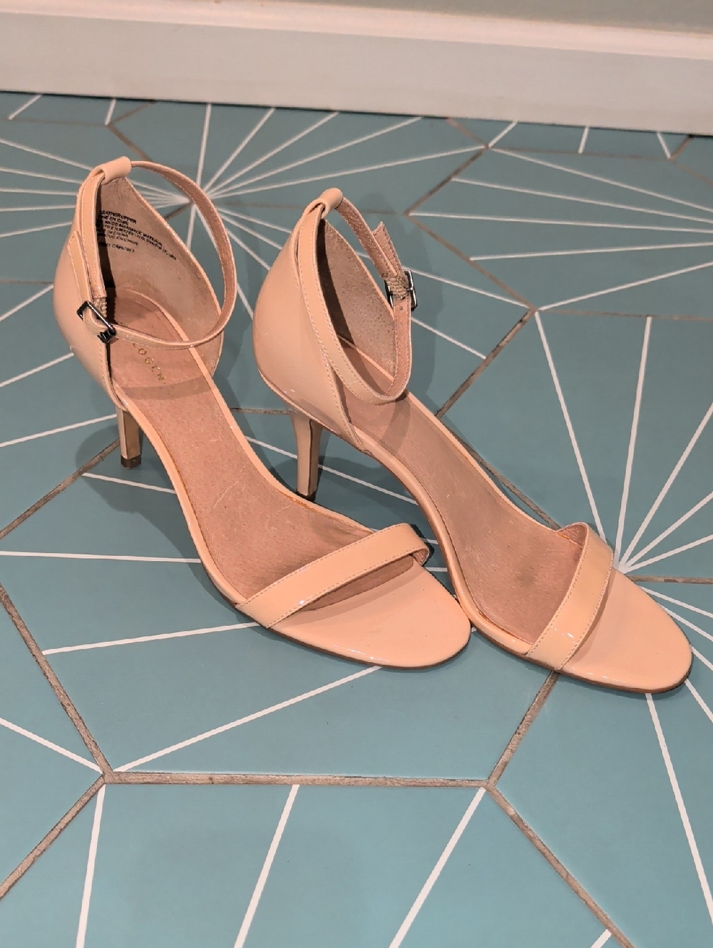 Halogen Nude Ankle-Strap Mid-Heel Sandals